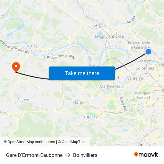 Gare D'Ermont-Eaubonne to Boinvilliers map