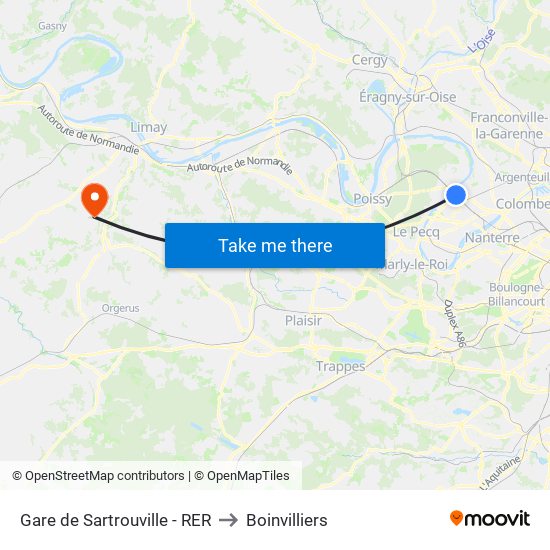 Gare de Sartrouville - RER to Boinvilliers map