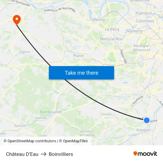 Château D'Eau to Boinvilliers map