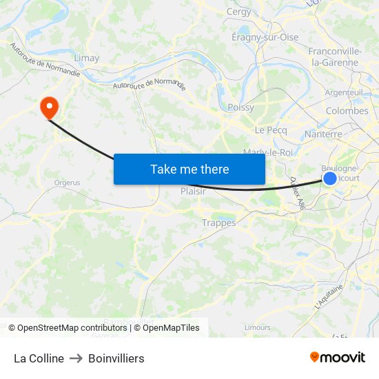 La Colline to Boinvilliers map