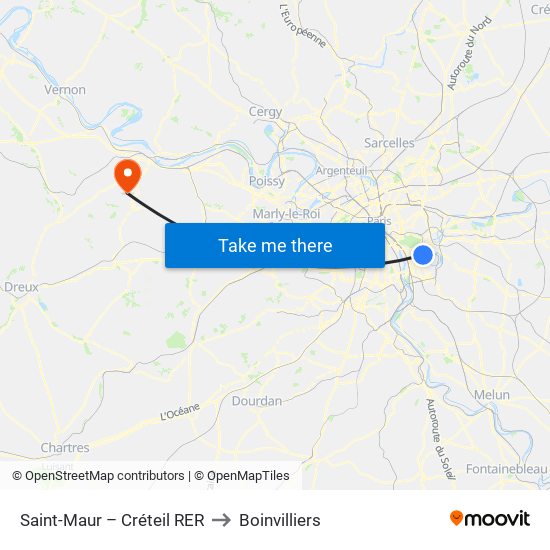 Saint-Maur – Créteil RER to Boinvilliers map