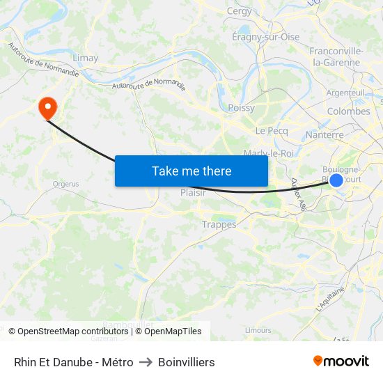 Rhin Et Danube - Métro to Boinvilliers map
