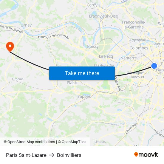 Paris Saint-Lazare to Boinvilliers map