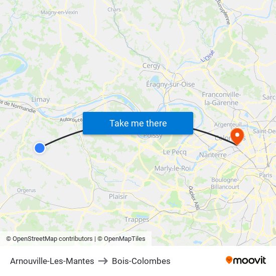 Arnouville-Les-Mantes to Bois-Colombes map