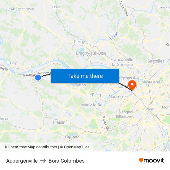 Aubergenville to Bois-Colombes map