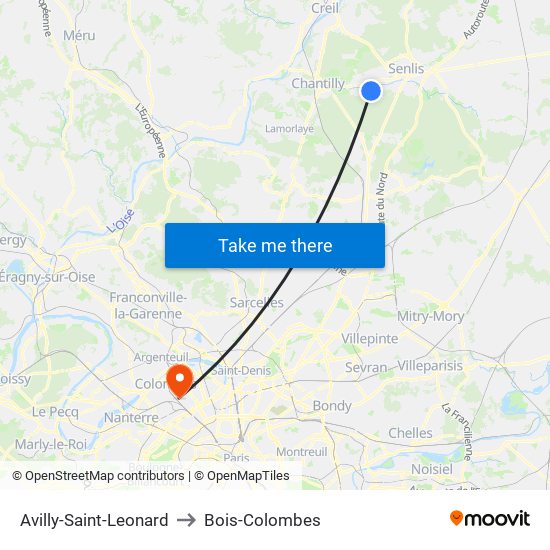 Avilly-Saint-Leonard to Bois-Colombes map