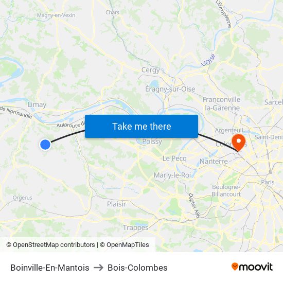 Boinville-En-Mantois to Bois-Colombes map