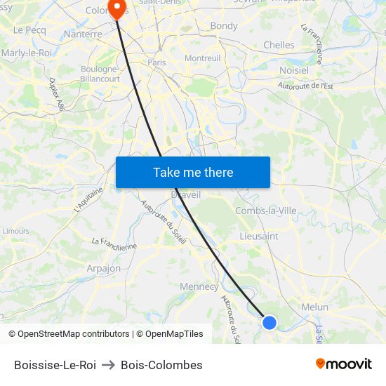 Boissise-Le-Roi to Bois-Colombes map