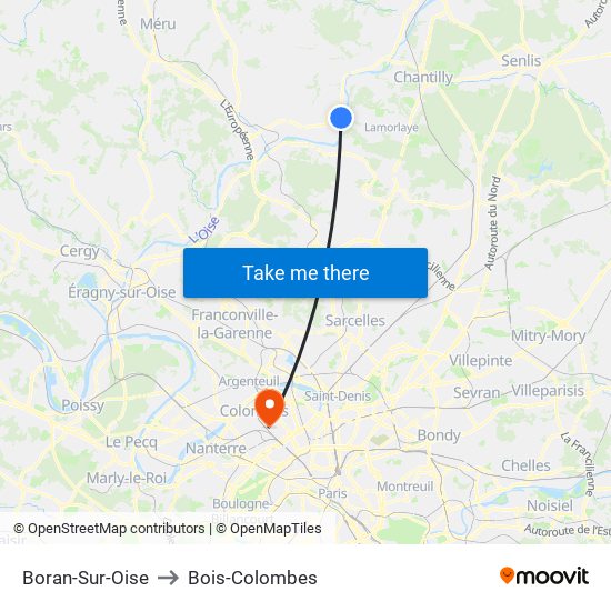 Boran-Sur-Oise to Bois-Colombes map