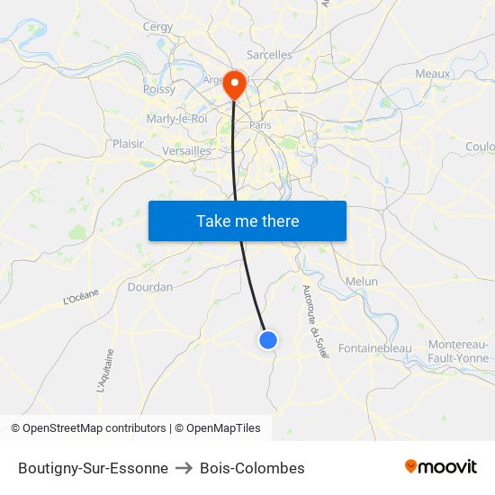 Boutigny-Sur-Essonne to Bois-Colombes map