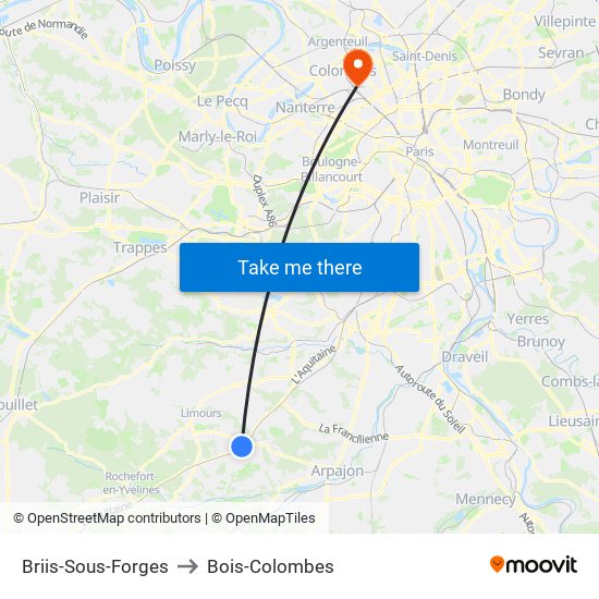 Briis-Sous-Forges to Bois-Colombes map