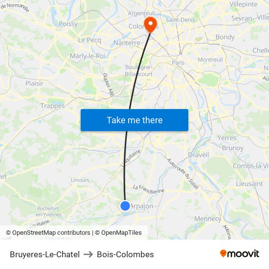 Bruyeres-Le-Chatel to Bois-Colombes map