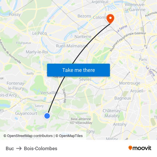 Buc to Bois-Colombes map