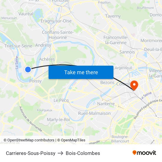 Carrieres-Sous-Poissy to Bois-Colombes map