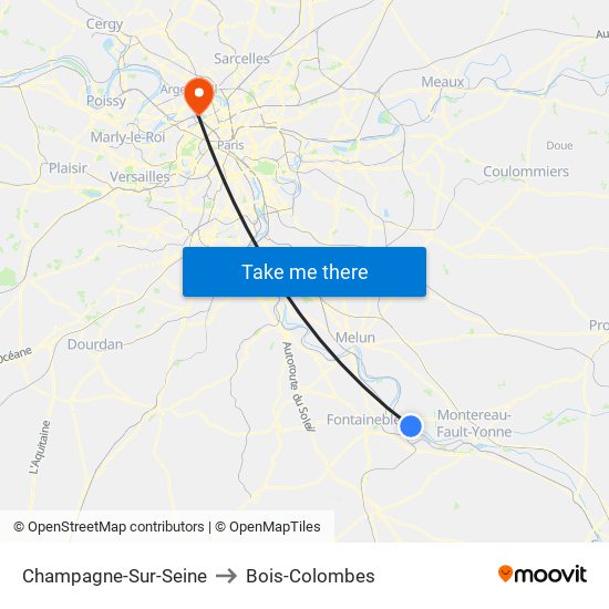 Champagne-Sur-Seine to Bois-Colombes map