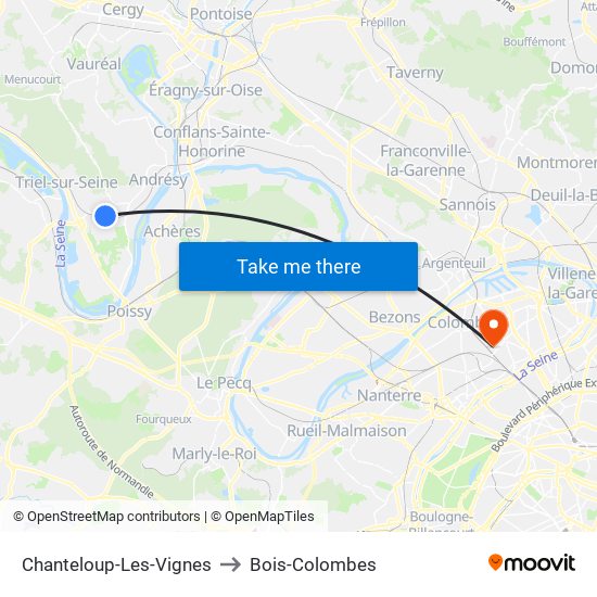 Chanteloup-Les-Vignes to Bois-Colombes map