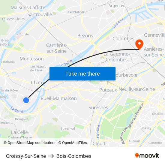 Croissy-Sur-Seine to Bois-Colombes map