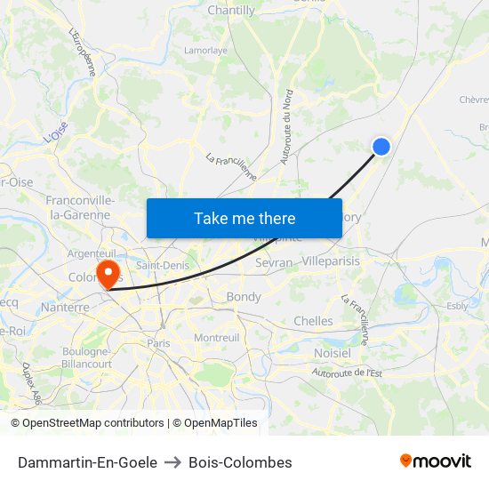 Dammartin-En-Goele to Bois-Colombes map