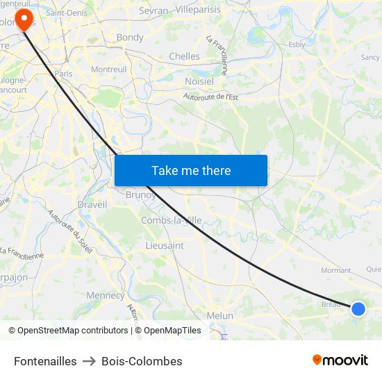 Fontenailles to Bois-Colombes map