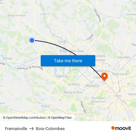 Fremainville to Bois-Colombes map