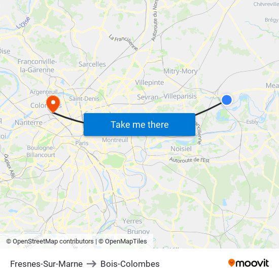 Fresnes-Sur-Marne to Bois-Colombes map