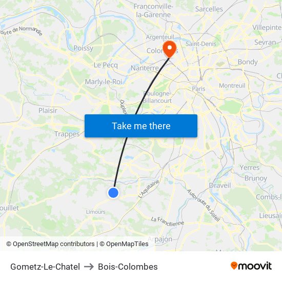Gometz-Le-Chatel to Bois-Colombes map