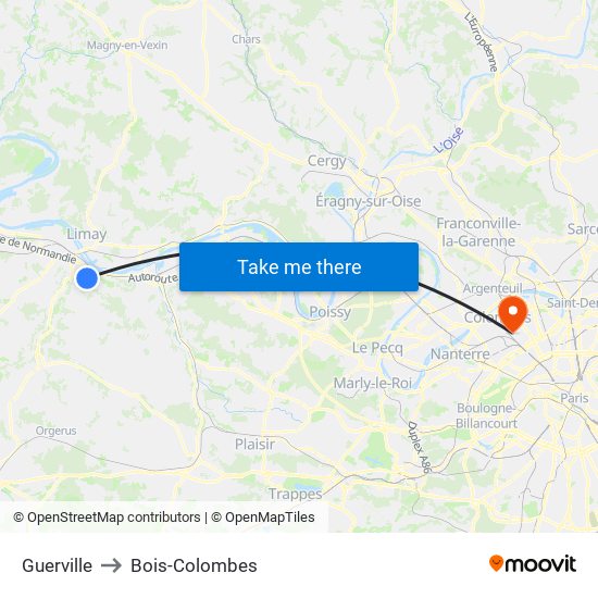 Guerville to Bois-Colombes map