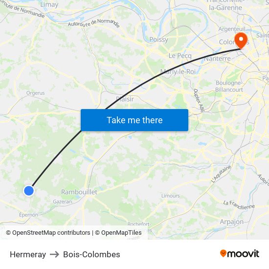 Hermeray to Bois-Colombes map