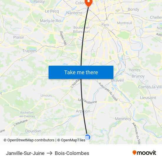 Janville-Sur-Juine to Bois-Colombes map