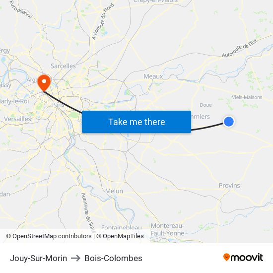 Jouy-Sur-Morin to Bois-Colombes map