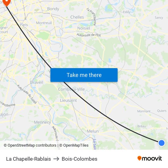 La Chapelle-Rablais to Bois-Colombes map