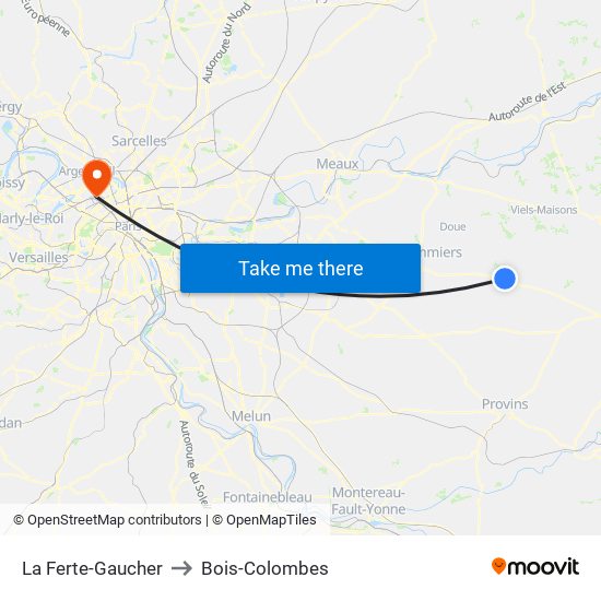 La Ferte-Gaucher to Bois-Colombes map