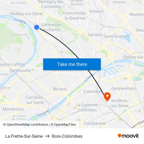 La Frette-Sur-Seine to Bois-Colombes map