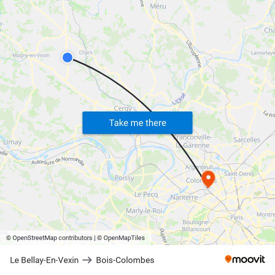 Le Bellay-En-Vexin to Bois-Colombes map