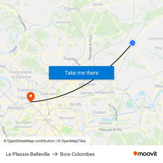 Le Plessis-Belleville to Bois-Colombes map