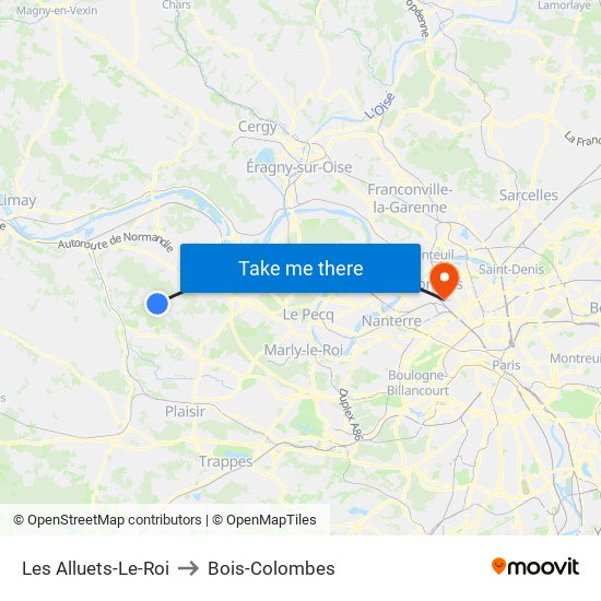 Les Alluets-Le-Roi to Bois-Colombes map