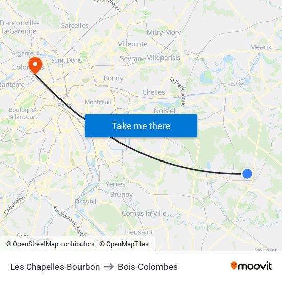 Les Chapelles-Bourbon to Bois-Colombes map