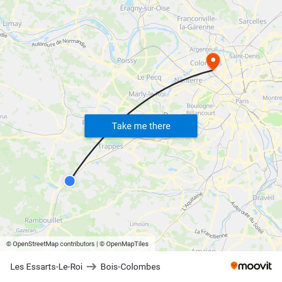 Les Essarts-Le-Roi to Bois-Colombes map