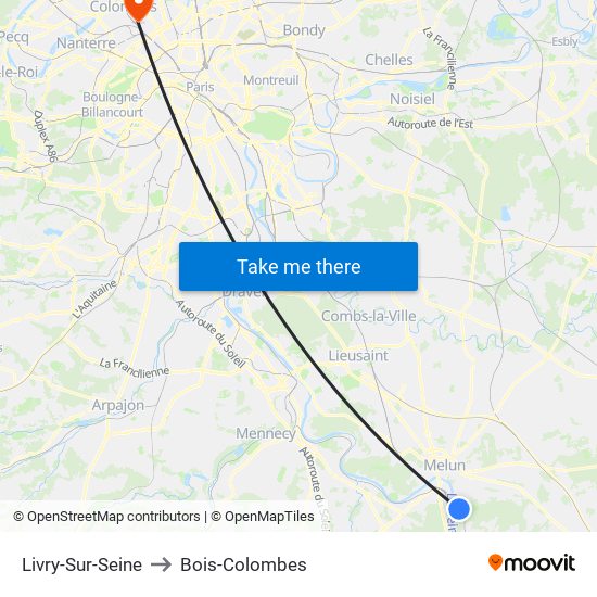 Livry-Sur-Seine to Bois-Colombes map