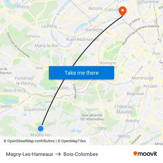 Magny-Les-Hameaux to Bois-Colombes map