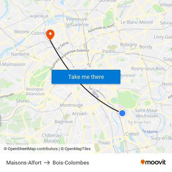 Maisons-Alfort to Bois-Colombes map
