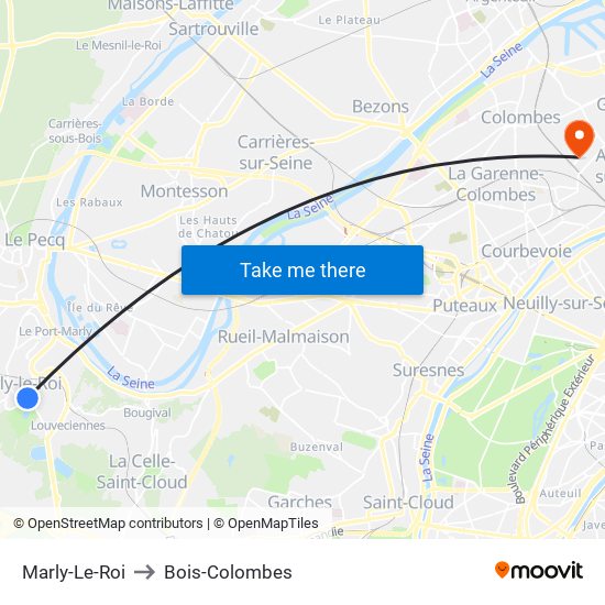 Marly-Le-Roi to Bois-Colombes map