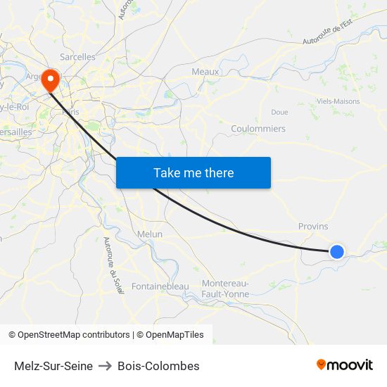 Melz-Sur-Seine to Bois-Colombes map