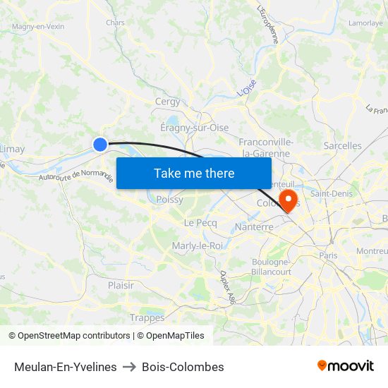 Meulan-En-Yvelines to Bois-Colombes map