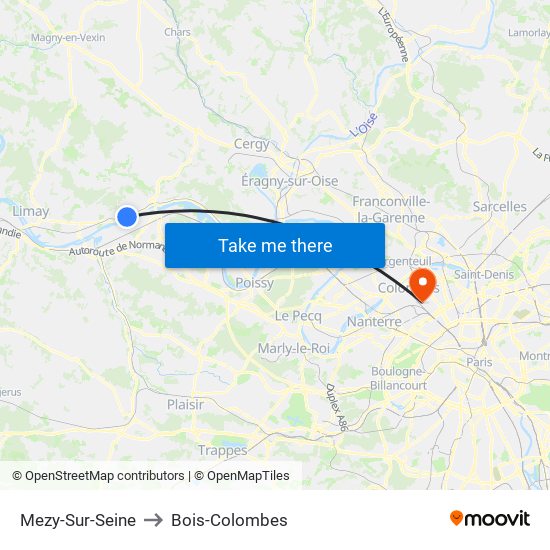 Mezy-Sur-Seine to Bois-Colombes map