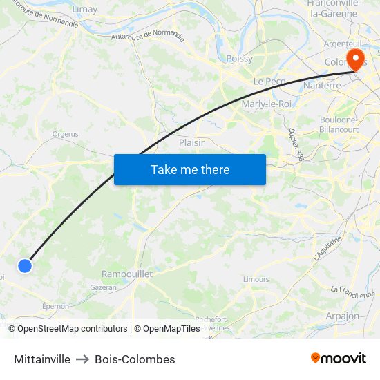 Mittainville to Bois-Colombes map