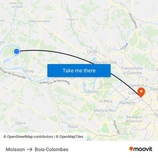 Moisson to Bois-Colombes map