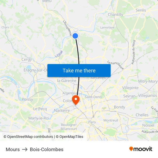 Mours to Bois-Colombes map
