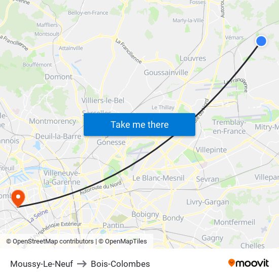Moussy-Le-Neuf to Bois-Colombes map