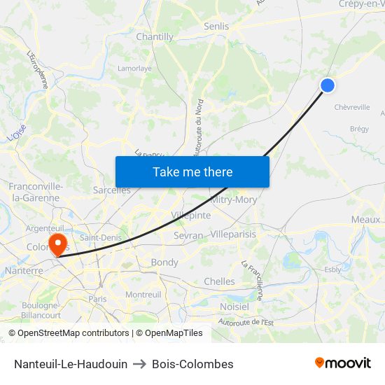 Nanteuil-Le-Haudouin to Bois-Colombes map